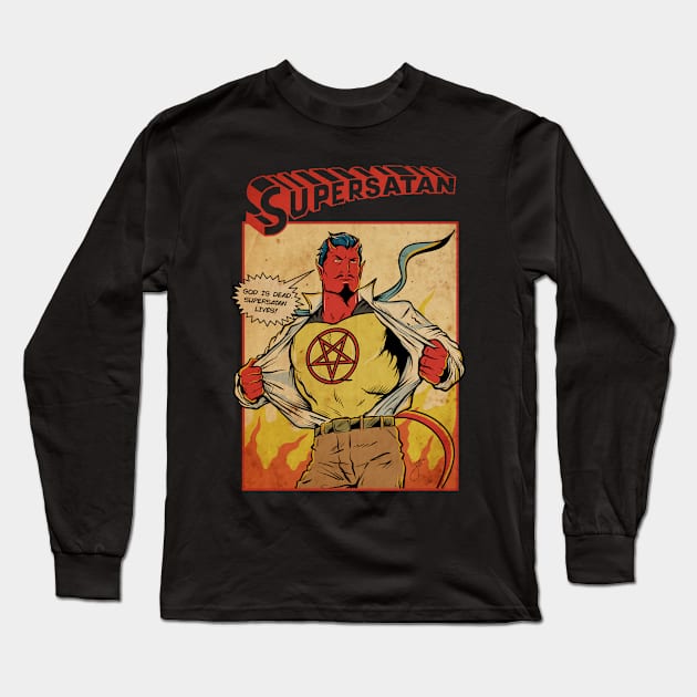 SuperSatan Long Sleeve T-Shirt by Greendevil